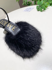 LOEWE 26S OPEN-BACK HIGH HEELS 60MM IN BLACK CALFSKIN WITH FUR