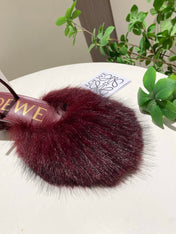 LOEWE 26S OPEN-BACK HIGH HEELS 60MM IN WINE RED CALFSKIN WITH FUR