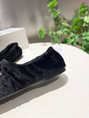 LOEWE 26S BALLET FLATS IN BLACK SHEARLING