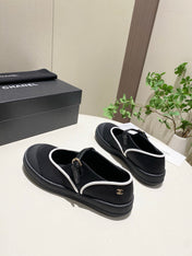 CHANEL 26S MARY JANE FLAT IN BLACK FABRIC AND LAMBSKIN