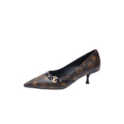 6AM HIGH HEELS 55 MM IN CHOCOLATE BROWN MONOGRAM LAMBSKIN