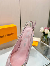 6AM SLINGBACK HIGH HEELS 55 MM IN LIGHT PINK PATENT LAMBSKIN