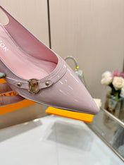 6AM SLINGBACK HIGH HEELS 55 MM IN LIGHT PINK PATENT LAMBSKIN