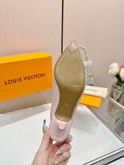 6AM SLINGBACK HIGH HEELS 55 MM IN LIGHT PINK PATENT LAMBSKIN