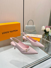6AM SLINGBACK HIGH HEELS 55 MM IN LIGHT PINK PATENT LAMBSKIN