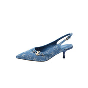 6AM SLINGBACK HIGH HEELS 55 MM IN CLASSIC BLUE MONOGRAM DENIM