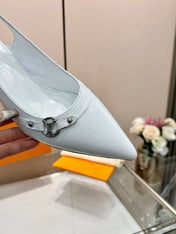 6AM SLINGBACK HIGH HEELS 55 MM IN WHITE LAMBSKIN
