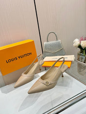 6AM SLINGBACK HIGH HEELS 55 MM IN TAN BEIGE LAMBSKIN