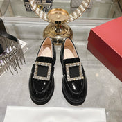 VIV' RANGERS LOAFERS IN BLACK PATENT CALFSKIN CRYSTAL BUCKLE