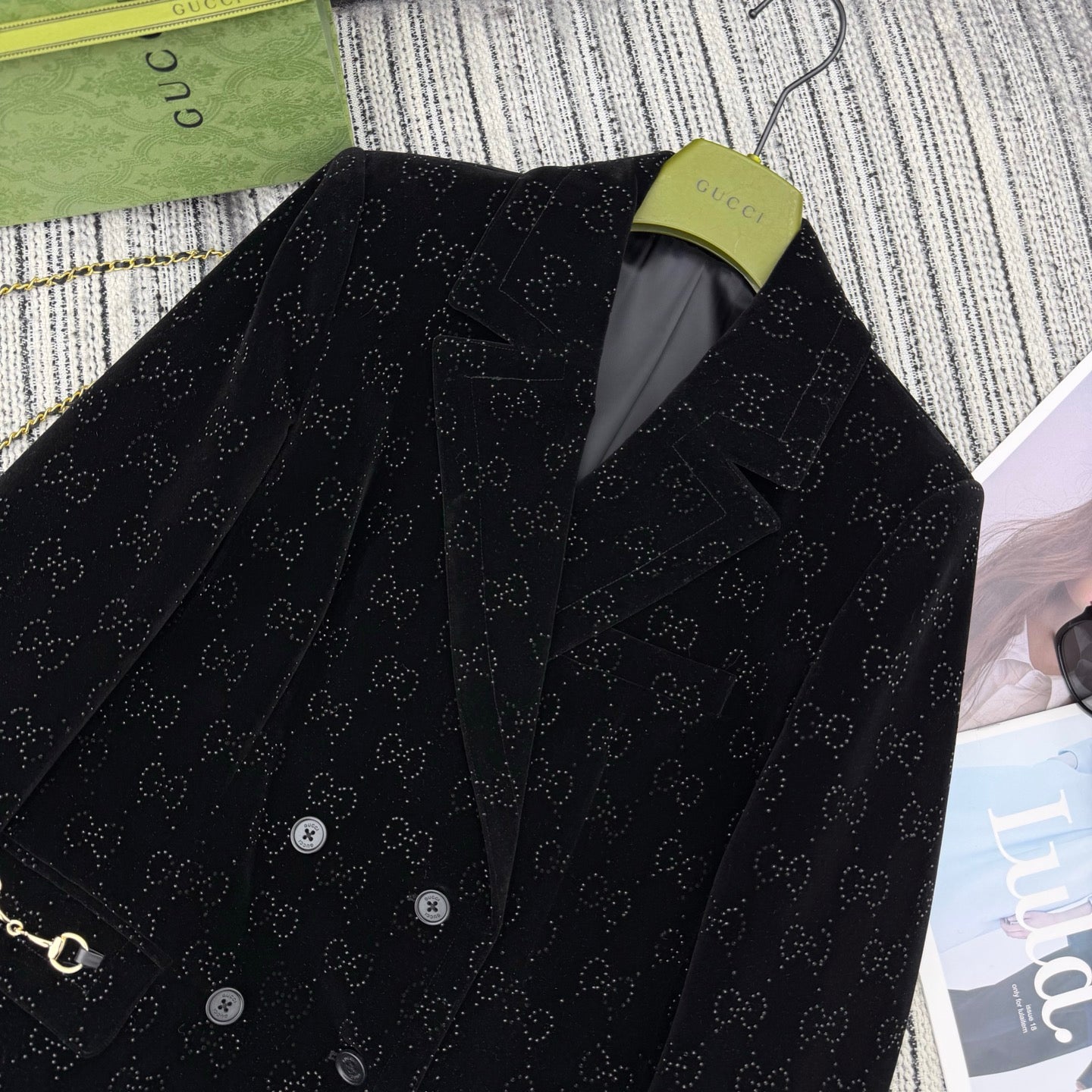 GUCCI 26S EMBELLISHED VELVET BLAZER 113