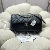 CHANEL 26S FLAP BAG 46 IN BLACK CAVIAR CALFSKIN WITH GOLD HARDWARE