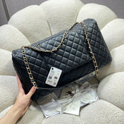 CHANEL 26S FLAP BAG 46 IN BLACK CAVIAR CALFSKIN WITH GOLD HARDWARE