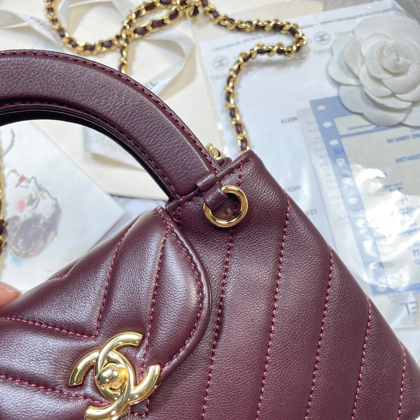 CHANEL 26S MINI KELLY BAG 19 IN DARK RED CALFSKIN