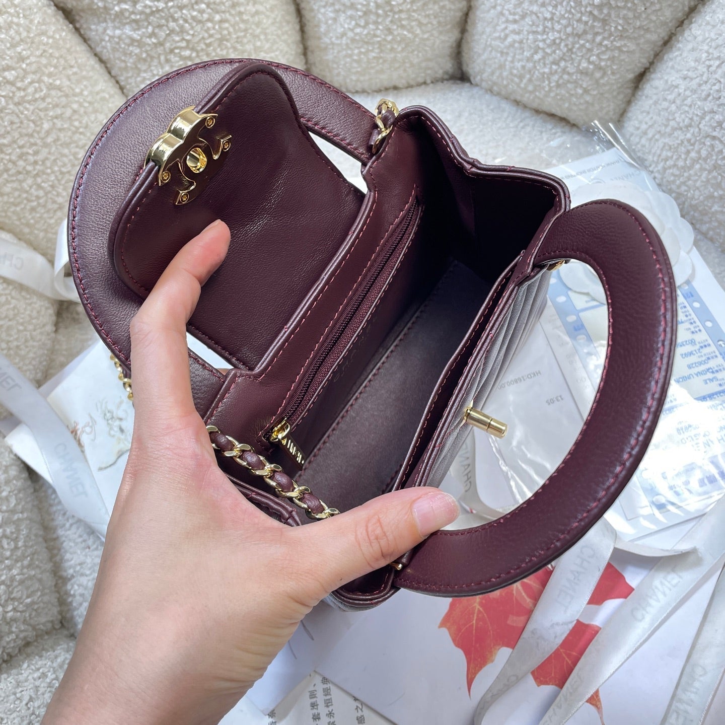 CHANEL 26S MINI KELLY BAG 19 IN DARK RED CALFSKIN