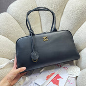 CHANEL 26S TOP HANDLE BAG MEDIUM 35 IN BLACK QUILTED CALFSKIN GOLD HARDWARE