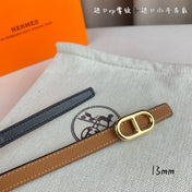 HM MAILLON H BELT BUCKLE & REVERSIBLE CIDER ORANGE LEATHER STRAP 13 MM GOLDEN HARDWARE