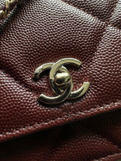 CHANEL 25S MINI FLAP BAG 19 IN DARK RED CAVIAR LEATHER