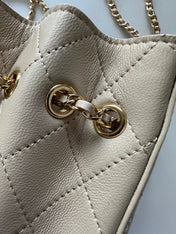 CHANEL 26S MINI BUCKET BAG 18 IN BEIGE QUILTED CALFSKIN GOLD HARDWARE