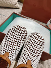 FLAT SHOES IN WHITE MESH FABRIC