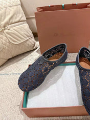 FLAT SHOES 25 IN DARK BLUE MESH FABRIC