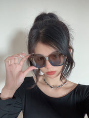 SQUARE SUNGLASSES L2201 IN LIGHT GREY ACETATE