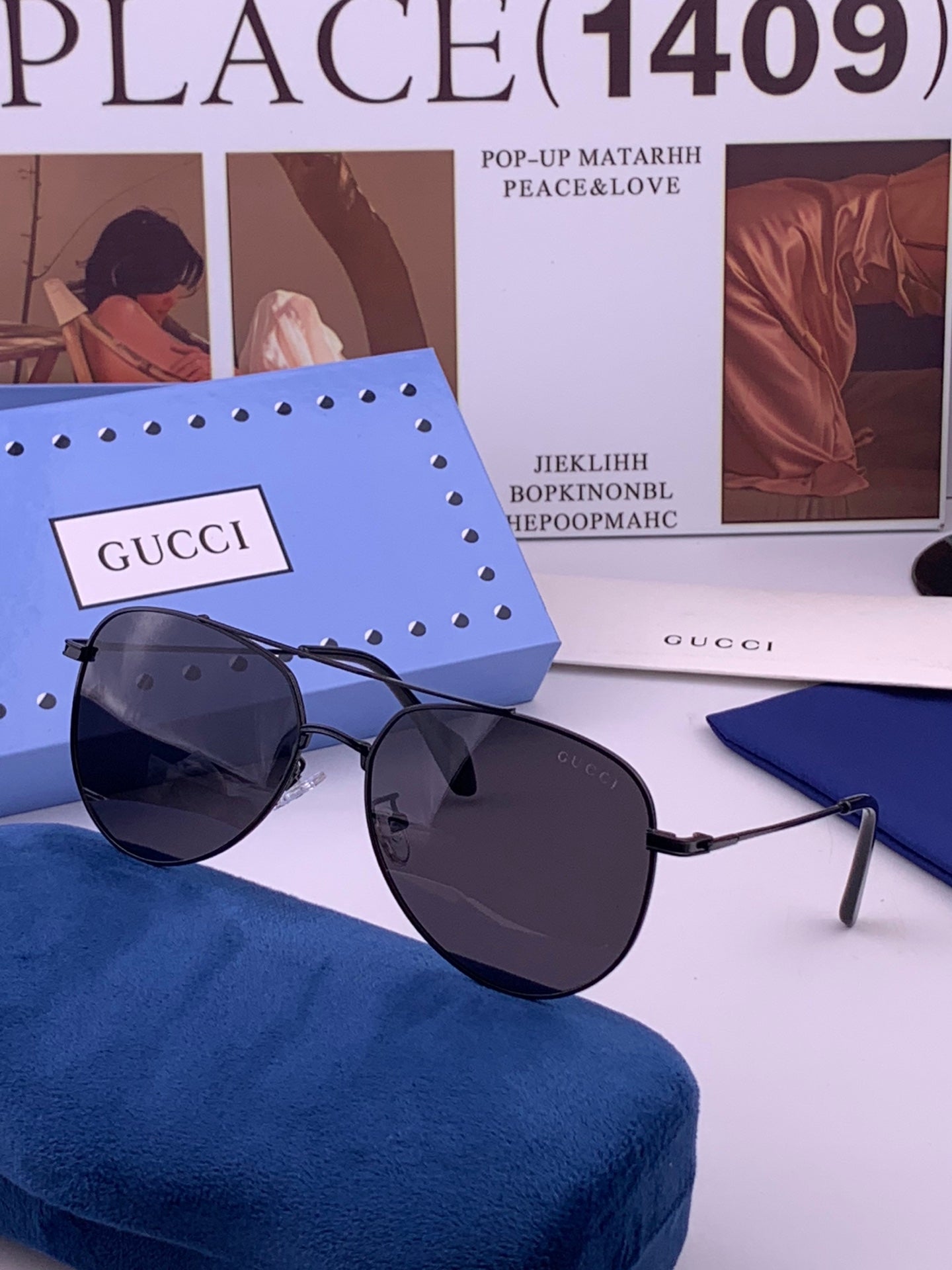 GUCCI 26S AVIATOR FRAME IN METAL 424701