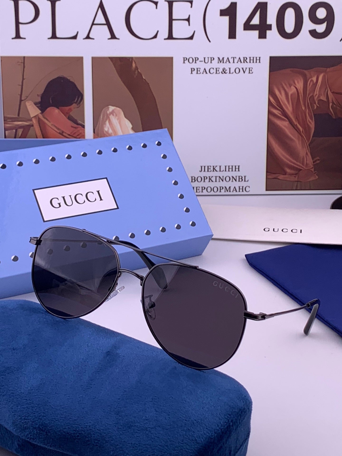 GUCCI 26S AVIATOR FRAME IN METAL 424703