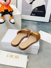 DIOR 26S SANDALS IN BROWN CALFSKIN WITH GOLD HARDWARE