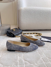 BALLET FLATS IN PIGEON BLUE DENIM