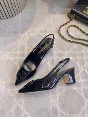 HIGH SLINGBACKS 65 MM IN BLACK PATENT CALFSKIN