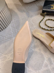 FLAT MULE 2 CM IN BEIGE CREAM PATENT CALFSKIN