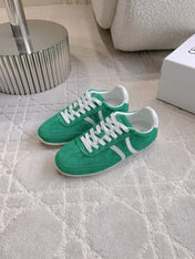 CELINE 25S JOGGER LOW LACE UP SNEAKER IN DEEP TEAL CALFSKIN AND SUEDE