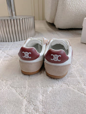 CELINE 25S JOGGER LOW LACE UP SNEAKER IN WHITE BEIGE RED CALFSKIN AND SUEDE