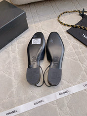 CHANEL 25S SLINGBACK IN BLACK FULL CALFSKIN GOLD HARDWARE