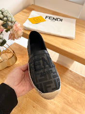 FENDI 26S ESPADRILLE LOAFERS IN BLACK CANVAS STYLE 3