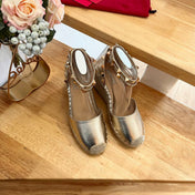 VALENTINO 26S WEDGE SHOES IN PALE GOLD CALFSKIN