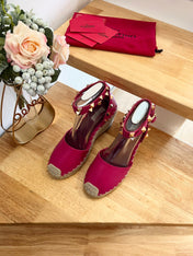 VALENTINO 26S WEDGE SHOES IN DARK PINK CALFSKIN