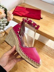VALENTINO 26S WEDGE SHOES IN DARK PINK CALFSKIN