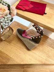 VALENTINO 26S WEDGE SHOES IN OLIVE GREEN CALFSKIN