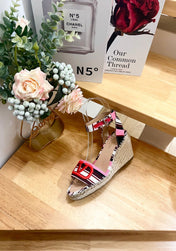 WEDGE SANDALS IN COLORFUL CANVAS 85 MM