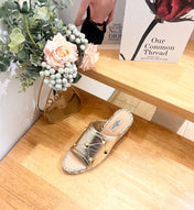 VALENTINO 26S WEDGE SANDALS IN LIGHT GOLD CALFSKIN