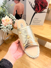 VALENTINO 26S WEDGE SANDALS IN LIGHT GOLD CALFSKIN