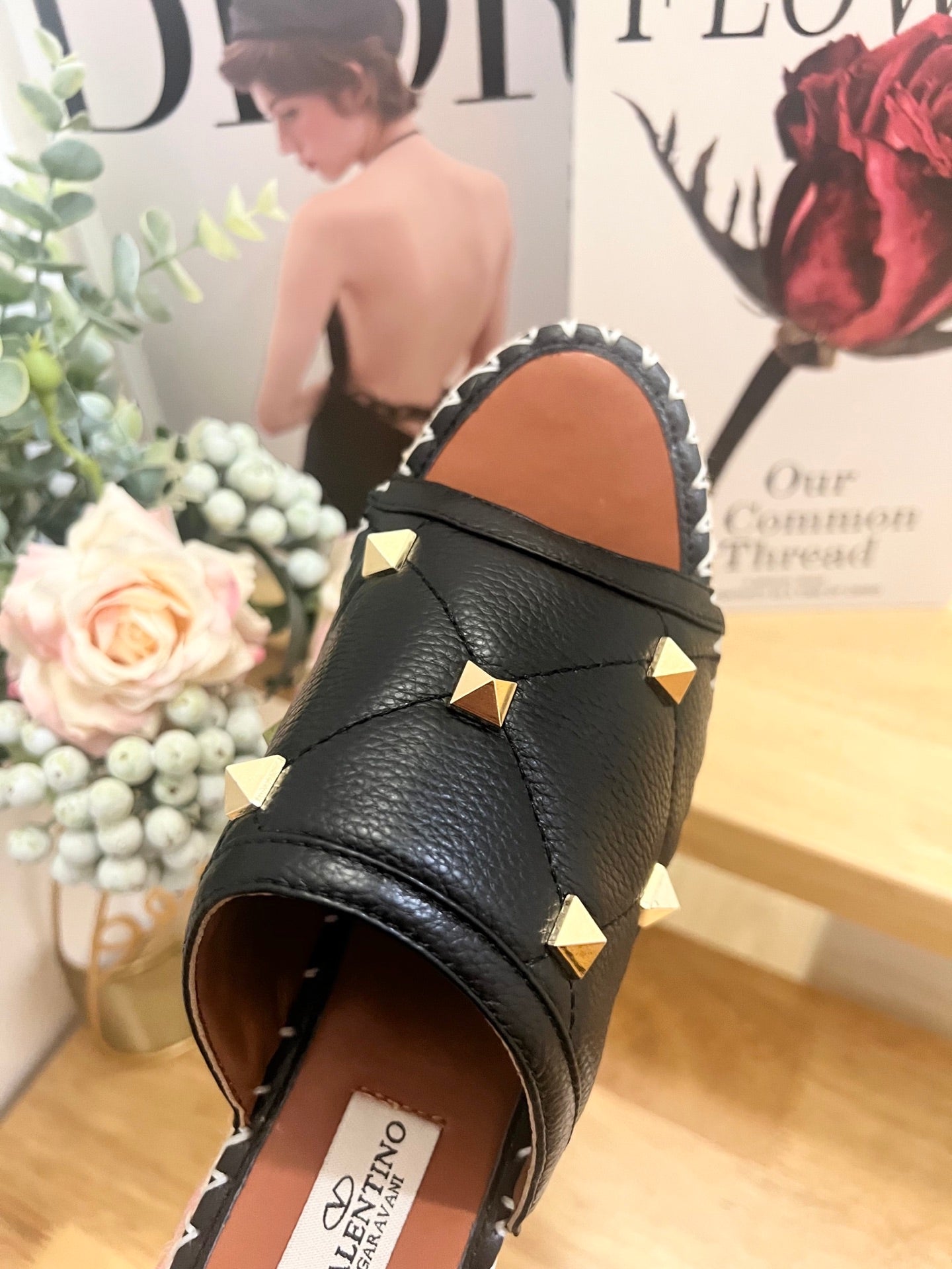 VALENTINO 26S WEDGE SANDALS IN BLACK CALFSKIN