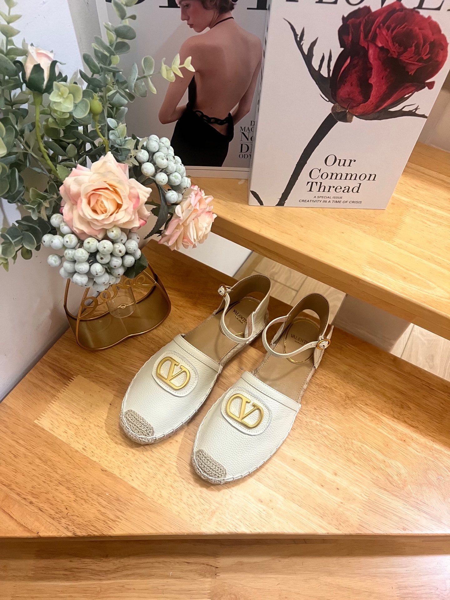 VALENTINO 26S ESPADRILLE SHOES IN WHITE CALFSKIN