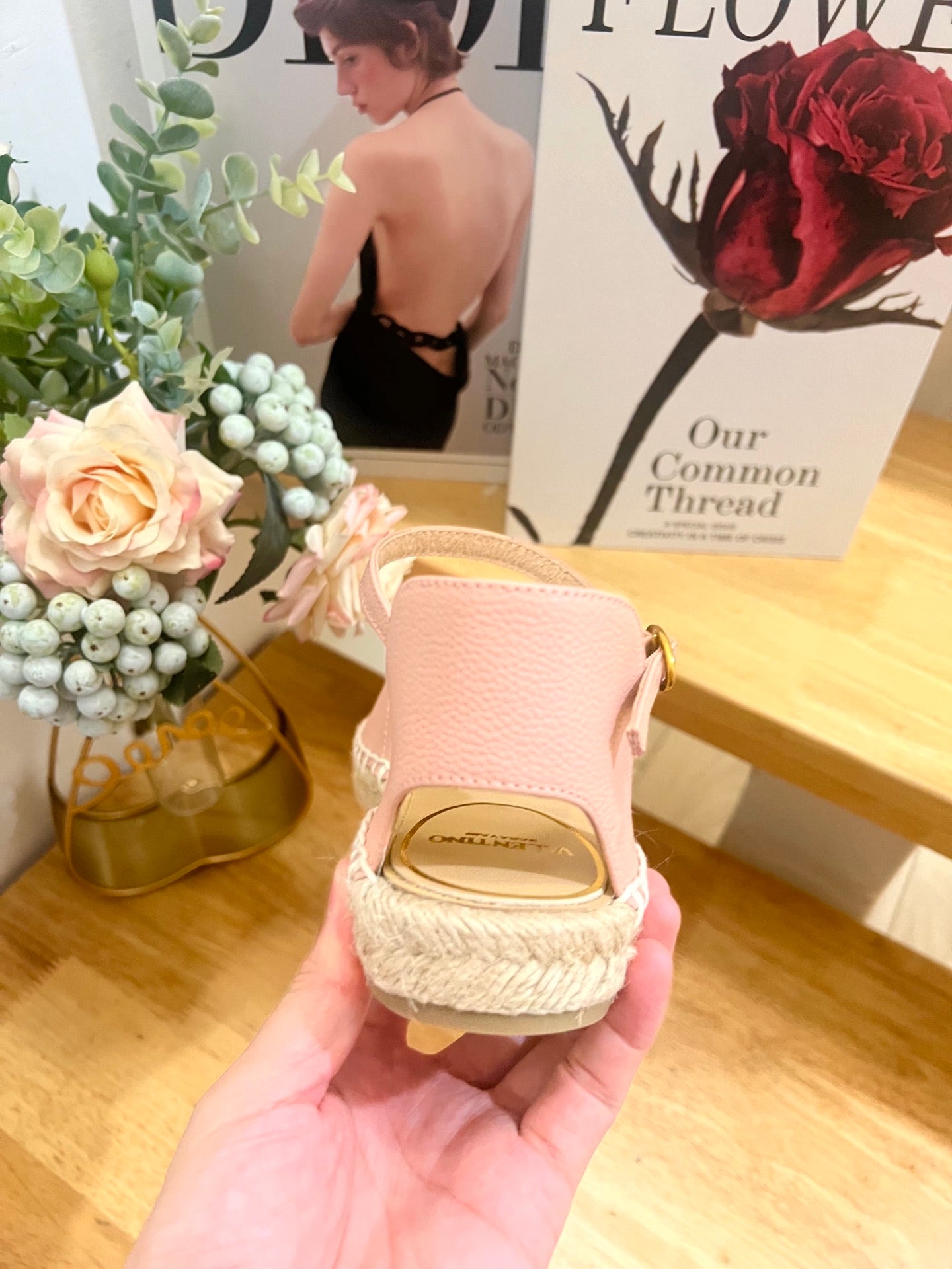 VALENTINO 26S ESPADRILLE SHOES IN LIGHT PINK CALFSKIN