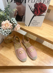 VALENTINO 26S ESPADRILLE SHOES IN LIGHT PINK CALFSKIN