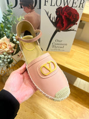 VALENTINO 26S ESPADRILLE SHOES IN LIGHT PINK CALFSKIN