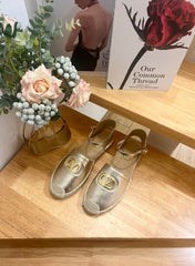 VALENTINO 26S ESPADRILLE SHOES IN METALLIC GOLD CALFSKIN