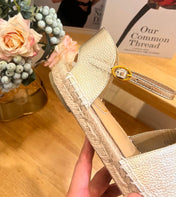 VALENTINO 26S ESPADRILLE SHOES IN METALLIC GOLD CALFSKIN