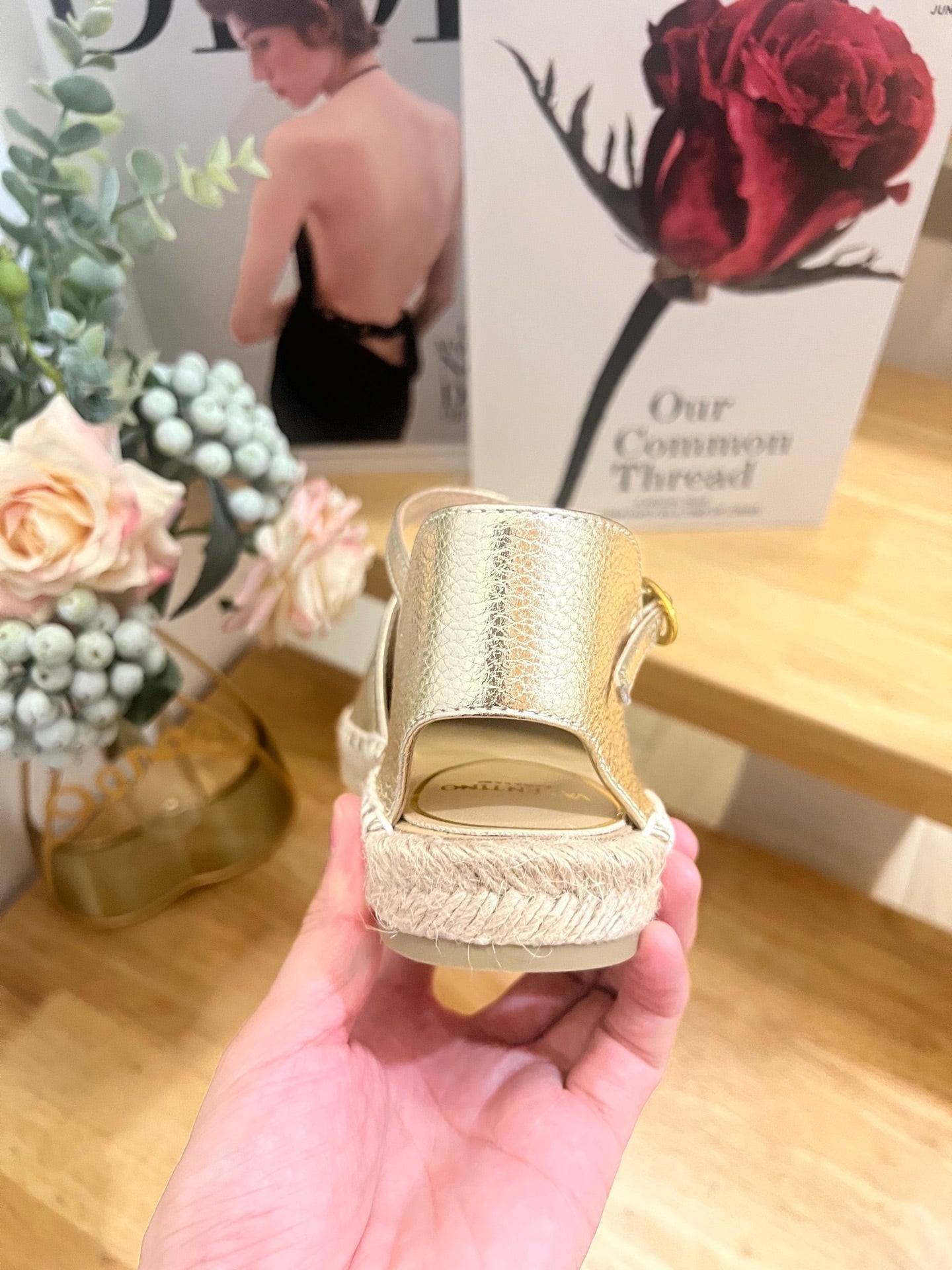 VALENTINO 26S ESPADRILLE SHOES IN METALLIC GOLD CALFSKIN